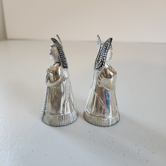 Vintage Silver Tone Christmas Mini Angel Set Of 2 Angels - Picture 2 of 5